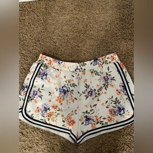 No Boundaries Floral Athletic Shorts - White, Blue, Orange